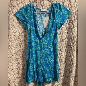 Primark Blue and Green Floral Mini Dress